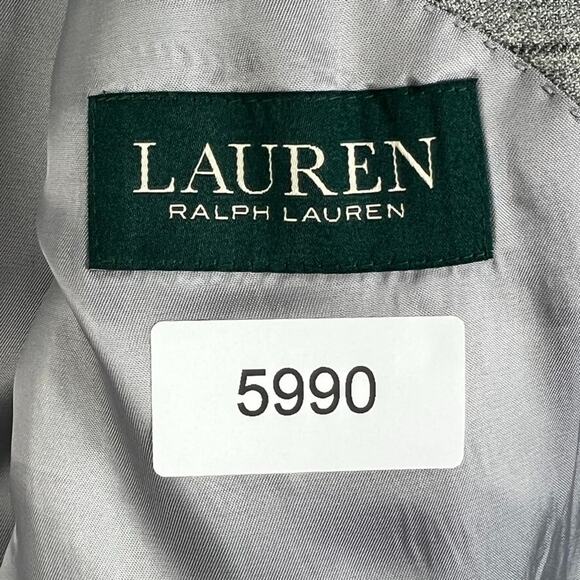 Lauren Ralph Lauren Blazer Suit Jacket Mens 48 R Gray Silk Wool Plaid Windowpane - Picture 6 of 12
